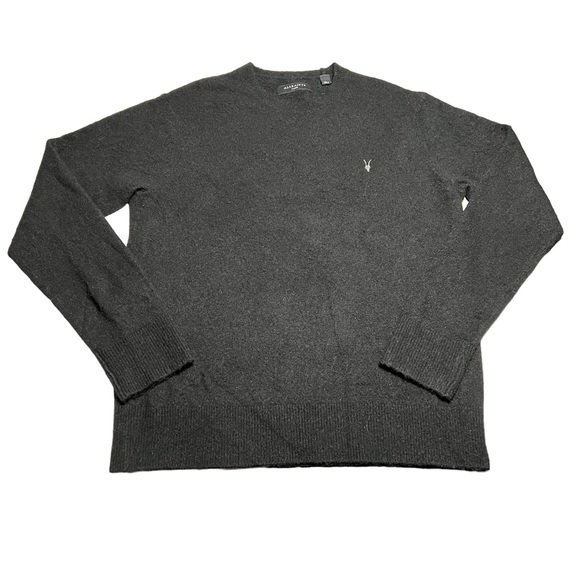 AllSaints Pierre Crewneck Black Pullover Rimmed Trim Sweater Men’s Size Large - Picture 2 of 10